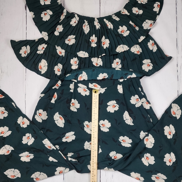 J.O.A. from Anthropologie -- Green Floral Jumpsuit - Wide Leg Flowy with Pockets - Picture 8 of 13